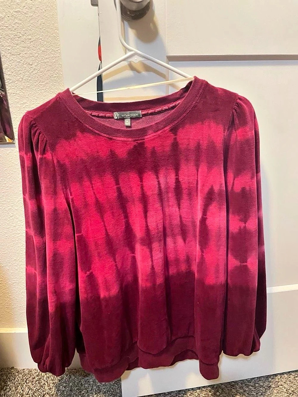 WIT& WISDOM Tie-Dye Long Sleeve Top in Pink & Purple Size Medium